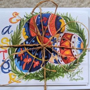 Handmade handpainted set of 5 cards